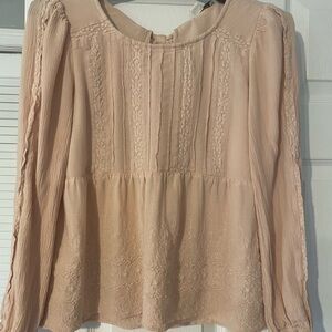 American Eagle Outfitters Light Pink Lace Blouse